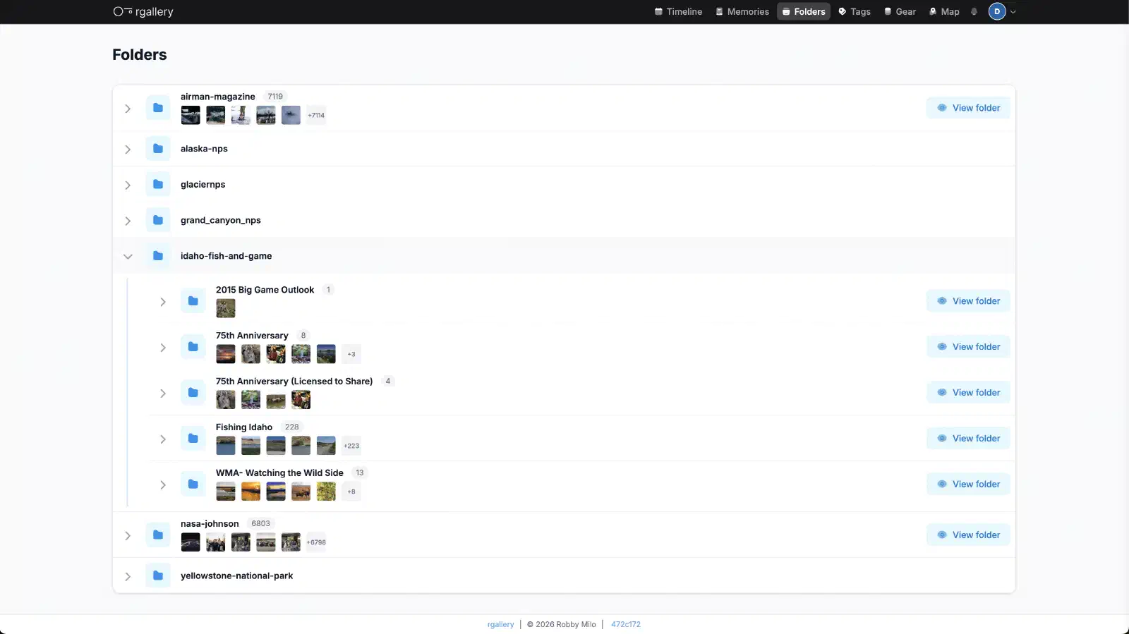 rgallery user interface